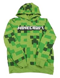 Zelená mikina s Minecraft a kapucí