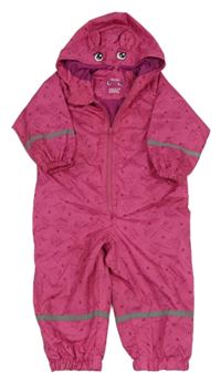 Fuchsiová šusťáková jarní kombinéza s kočkami a kapucí X-Mail