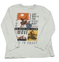 Bílé triko se skateboardistou a cyklistou Primark