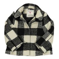 Svetlošedá -čierna kockovaná vlnená podšitá bunda Primark
