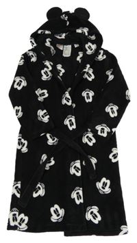 Čierny chlpatý župan s Mickeym a kapucňou H&M