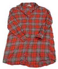 Červeno-farebné kockované trblietavé prepínaci košeľové šaty H&M