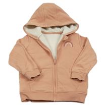 Starorůžová zateplená propínací mikina s duhou a kapucí George