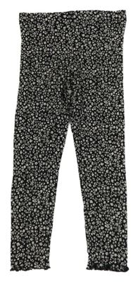 Čierne kvetované rebrované legíny George