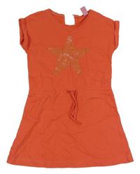 Jahodové teplákové šaty s hviezdou