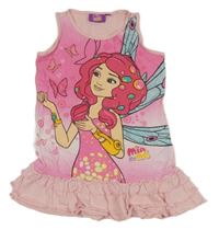 Ružová bavlnená šatová tunika s vílou - Mia a já