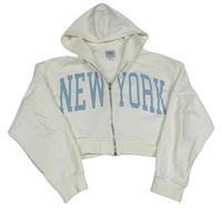 Smotanová prepínaci crop mikina s nápisom a kapucňou Zara