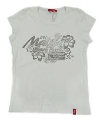 Biele tričko s potlačou a nápisom Esprit