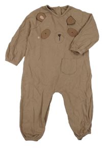 Hnědý žebrovaný overal s medvědem George