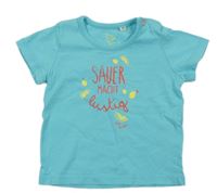 Modré tričko s nápisem a citróny Tom Tailor