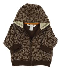 Hnedá prepínaci mikina s opicami a kapucňou H&M