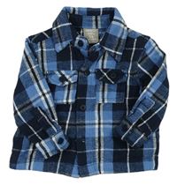 Tmavomodro-modrá kockovaná flanelová košeľa Pep&Co