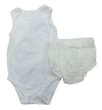 2 set - Biele body + biele ľahké kalhotky pod šaty