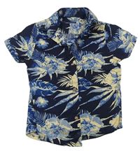 Tmaovmdoro-béžovo-modrá kvetovaná košeľa Next