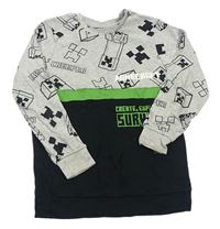 Sivo-čierno-zelené pyžamové tričko s Minecraft George