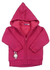 Ružový pletený prepínaci zateplený sveter s kapucňou Lupilu