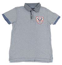 Modré pruhované polo tričko s nášivkou H&M