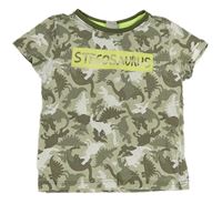 Khaki vzorované tričko s dinosaurami Kiki&Koko