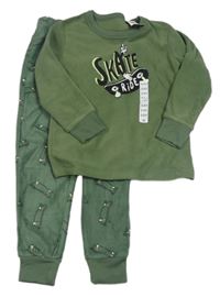 Nové - khaki fleecové pyžama so skateom Dunnes Stores