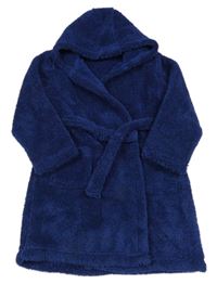 Tmavomodrý chlupatý župan s kapucí Matalan