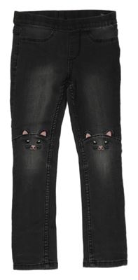 Čierne skinny rifle s mačkami C&A