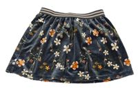 Tmavosivá kvetovaná zamatová sukňa hema