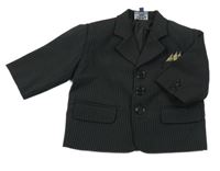 Černé pruhované společenské sako 