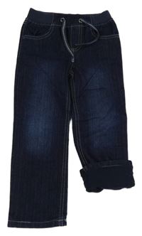 Tmavomodré podšité rifle s úpletovým pasem lupilu