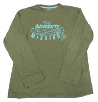 Khaki tričko s nápisom Vertbaudet