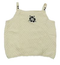 Smotanový pletený top s výšivkou květu Primark