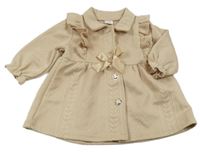 Béžový vzorovaný teplákový kabátek s mašlou a golierikom