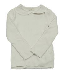 Smotanový rebrovaný ľahký sveter s golierikom F&F