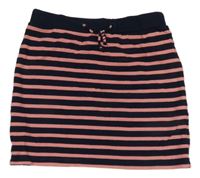 Tmavomodro-ružová tepláková pruhovaná sukňa