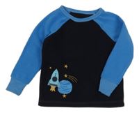 Tmavomodro-modrá fleecová mikina s planetou dunnes