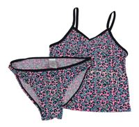 Růžovo-černé vzorované dvoudílné plavky Charles Vögele