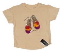 Nové - marhuľové tričko s botami z flitrů dunnes