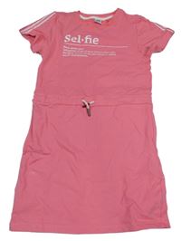 Ružové teplákové šaty s nápisom Y.F.K.