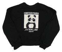 Čierna crop mikina s pandou