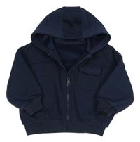 Tmavomodrá oversize prepínaci mikina s vreckom a kapucňou George
