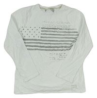 Biele tričko s americkou vlajkou a nápisom