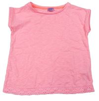 Neónově ružové melírované tričko s čipkou F&F