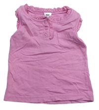 Ružové tričko s vreckom a volánikmi
