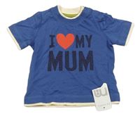 Tmavomodré tričko s nápisom a srdcem Mothercare