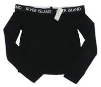 Černé crop triko bez ramen River Island