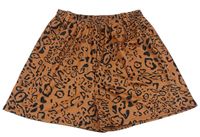 Oranžovo-čierne športové kraťasy s leopardím vzorom Shein
