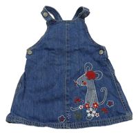 Modré na traké rifľové šaty s myškou zn. Mothercare