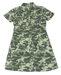 Kaki-mintové army rifľové šaty Page one young