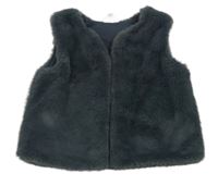 Antracitová kožušinová podšitá vesta River Island