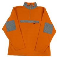 Oranžovo-sivá fleecová funkčná mikina