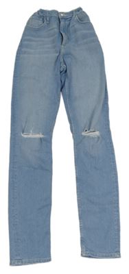 Světlemodré skinny rifle s dírami na kolenou H&M
